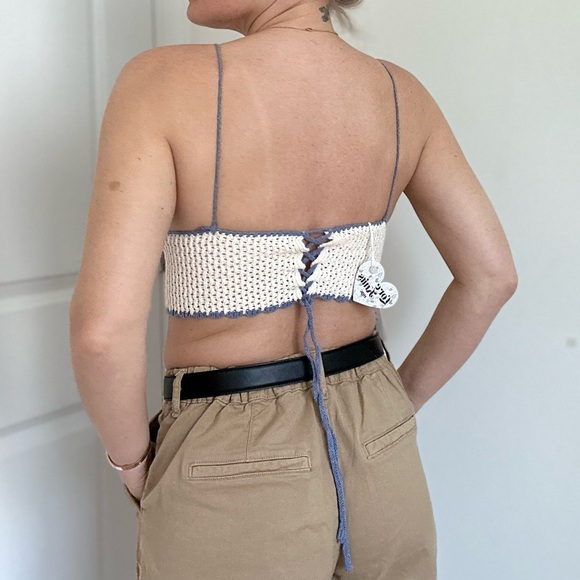 Crochet Knit Bralette with Lace Up Back - Picture 4 of 8
